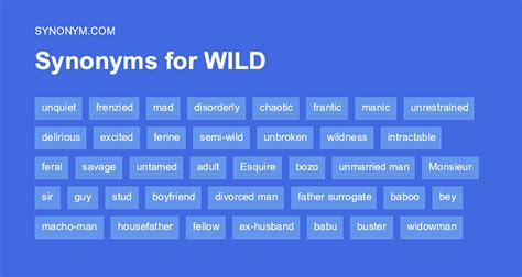 The results are below. . Wild synonym